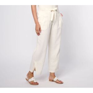 Anybody Women's Plus Sz Pants 2X Linen Blend Pull-On Pant White A636795